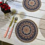 Sous-Plat Rond en Tissu – 20 cm – Antichaleur & Anti-dérapant – Design Mandala