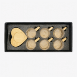 Coffret de 6 Tasses à Café en Verre avec Sous-Tasses en Bois – 50 ml