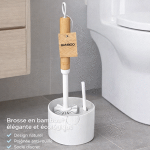 brosse wc en bambou avec support – nettoyage hygiénique & séchage rapide