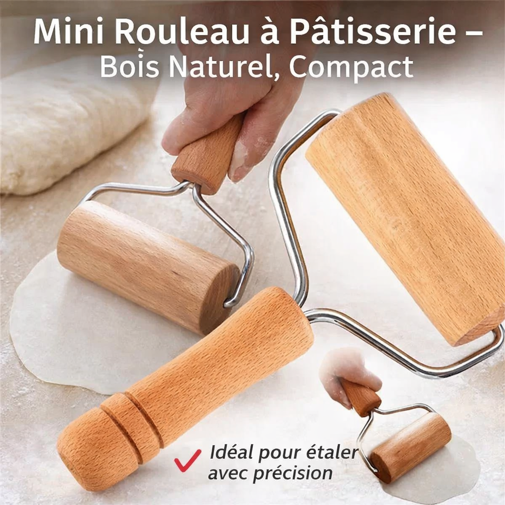 mini rouleau à pâtisserie – bois naturel, compact