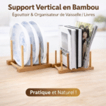 support vertical en bambou – Égouttoir & organisateur de vaisselle / livres