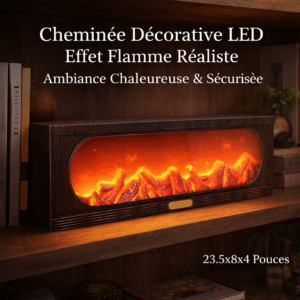 cheminée décorative led – effet flamme réaliste, ambiance chaleureuse & sécurisée – 23.5x8x4 pouces