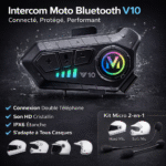 intercom moto bluetooth v10 – Étanche ipx6, connexion double téléphone 13.1cm x 10.2cm