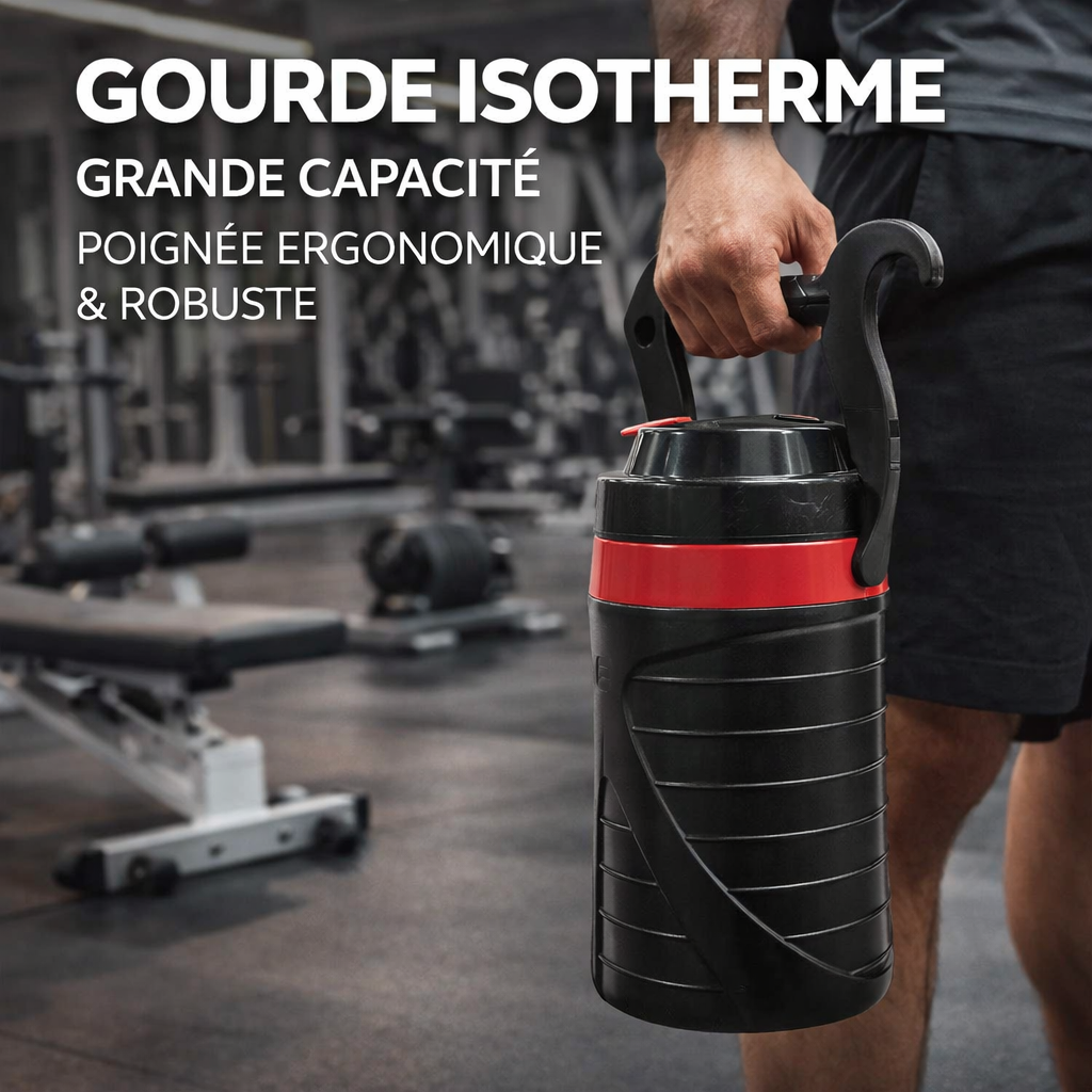 gourde isotherme – grande capacité, poignée ergonomique & robuste