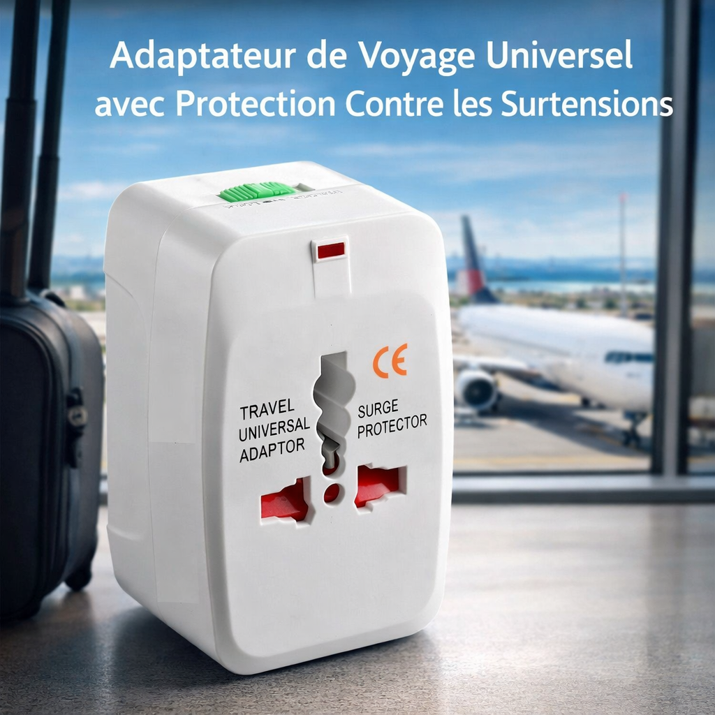 adaptateur de voyage universel avec protection contre les surtensions
