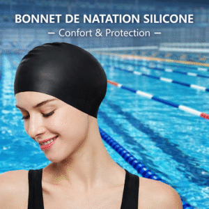 bonnet de natation silicone – confort & protection | gris & noir