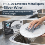 pack 20 lavettes métalliques "silver wire" – anti rayures, nettoyage puissant & multi usages 20 x 20 cm