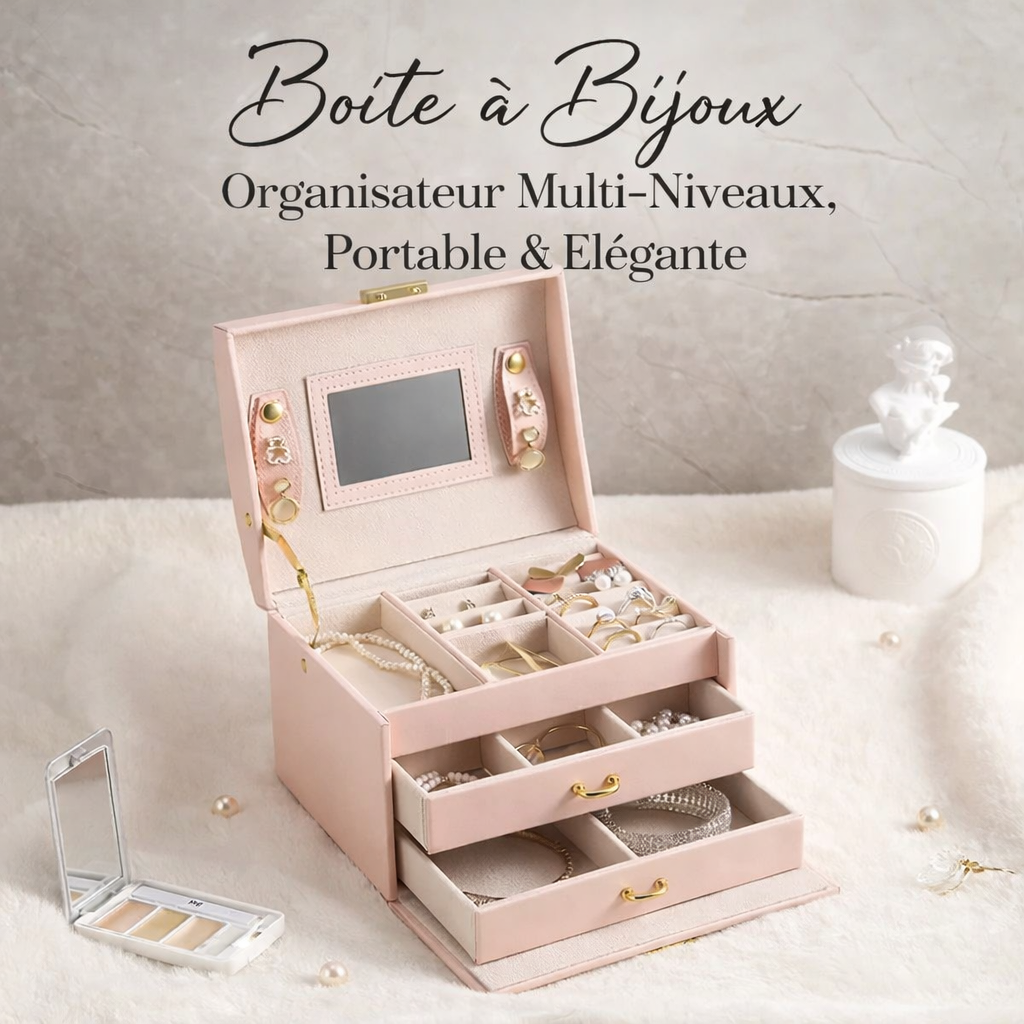 boîte à bijoux – organisateur multi niveaux, portable & Élégante