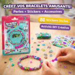kit bracelet sticker string fun – 80 stickers inclus | jeu créatif diy pour enfants 3+ | perles + stickers + accessoires