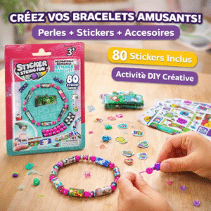 kit bracelet sticker string fun – 80 stickers inclus | jeu créatif diy pour enfants 3+ | perles + stickers + accessoires