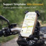support téléphone vélo universel – rotation 360°, fixation guidon sécurisée compatible jusqu'à 18.5cm