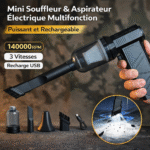 mini souffleur & aspirateur Électrique multifonction – 3 vitesses, 140000 rpm, rechargeable usb – pour voiture, pc, maison & gonflage