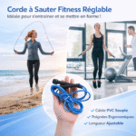 corde à sauter fitness réglable – câble pvc souple, poignées ergonomiques