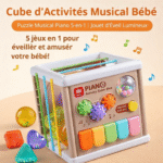 cube d’activités musical bébé – puzzle musical piano 5 en 1 | jouet d’Éveil lumineux 18m+