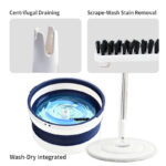 Balai Magique avec Seau Pliable Compact – Essorage Centrifuge, Tête Rotative & Manche Inox - Blanc & Gris – Image 4