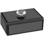 Boîte Décorative Miroir Noir – Élégance Raffinée, Bouton Cristal – Image 2