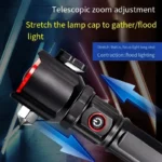 Lampe Torche Multifonction – Zoom Télescopique, Brise-vitre & Coupe-ceinture, Power Bank USB – Image 3