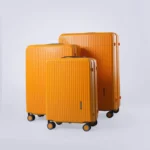 Valise Rigide Coque Dure – Design Strié, Roues Pivotantes - Jaune – Image 4
