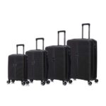Valise Rigide Texturée Noire – 4 Roues Doubles, Design Cannelé - Disponible en 4 Tailles