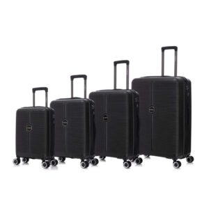Valise Rigide Texturée Noire – 4 Roues Doubles, Design Cannelé - Disponible en 4 Tailles