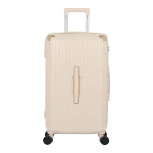 Valise Rigide Marron Clair – 4 Roues Doubles, Porte-Gobelet Intégré & Serrure TSA