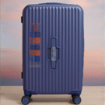 Valise Rigide Bleu Nuit – 4 Roues 360°, Serrure TSA & Design Côtelé