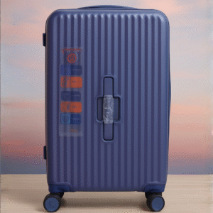 Valise Rigide Bleu Nuit – 4 Roues 360°, Serrure TSA & Design Côtelé