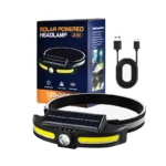 Lampe Frontale Solaire Rechargeable – Éclairage Puissant LED + COB, Camping et Travaux – Image 2