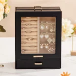 Boîte à Bijoux Élégante avec Fenêtre Transparente & Tiroir – Organisation Luxe – Image 2