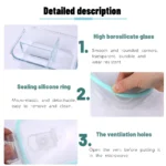 Boîte Alimentaire en Verre à 3 Compartiments – 1040 ml | Couvercle Blanc ou Bleu Ciel – Image 6