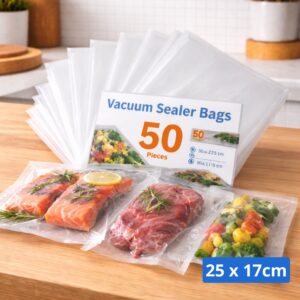 Sachets Sous Vide Alimentaires 25 × 17 cm – Pack de 50 Pièces | Conservation Fraîcheur Longue Durée