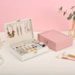 Boîte à Bijoux Élégante avec Compartiments – Rangement Chic & Sécurisé | Rose Clair ou Blanc – Image 3