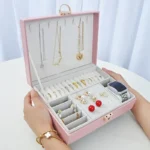 Boîte à Bijoux Élégante avec Compartiments – Rangement Chic & Sécurisé | Rose Clair ou Blanc – Image 2