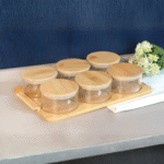 Set de 6 Pots de Conservation en Verre et Bambou avec Plateau - Rangement Cuisine & Service – Image 3