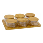 Set de 6 Pots de Conservation en Verre et Bambou avec Plateau - Rangement Cuisine & Service – Image 4