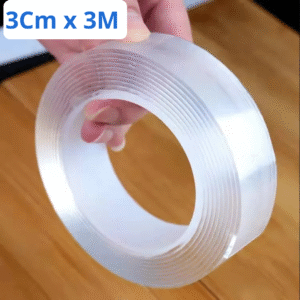 Ruban Adhésif Nano Tape Double Face - Transparent, Lavable et Réutilisable (3m x 3cm) - Fixation Ultra Forte