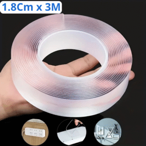 Ruban Adhésif Nano Tape Double Face (1.8Cmx3M) – Fixation Ultra Forte, Lavable & Réutilisable