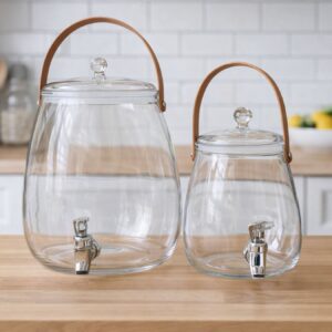 Lot de 2 Bouteilles Distributeurs Transparentes – Petite & Grande | Idéal Eau & Boissons