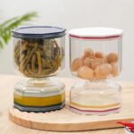 Bocal à Cornichons et Olives avec Séparateur de Jus - Boîte de Conservation Hermétique et Astucieuse - Blanc – Image 4