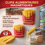 clips alimentaires magnétiques – lot de 12 clips hermétiques, anti fuite & multi usages – se fixent sur réfrigérateur