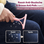 rasoir anti bouloche et brosse anti poils manuel 2 en 1 nettoyage vêtements et tapis