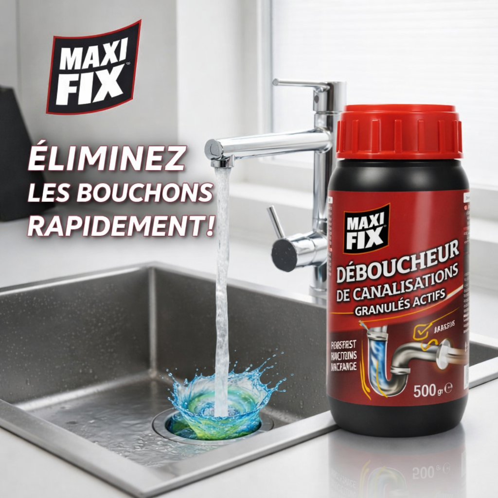 déboucheur de canalisations puissant maxi fix granulés actifs 500g action rapide et efficace