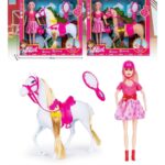 coffret poupée cavalière avec cheval à coiffer et accessoires jouet fille