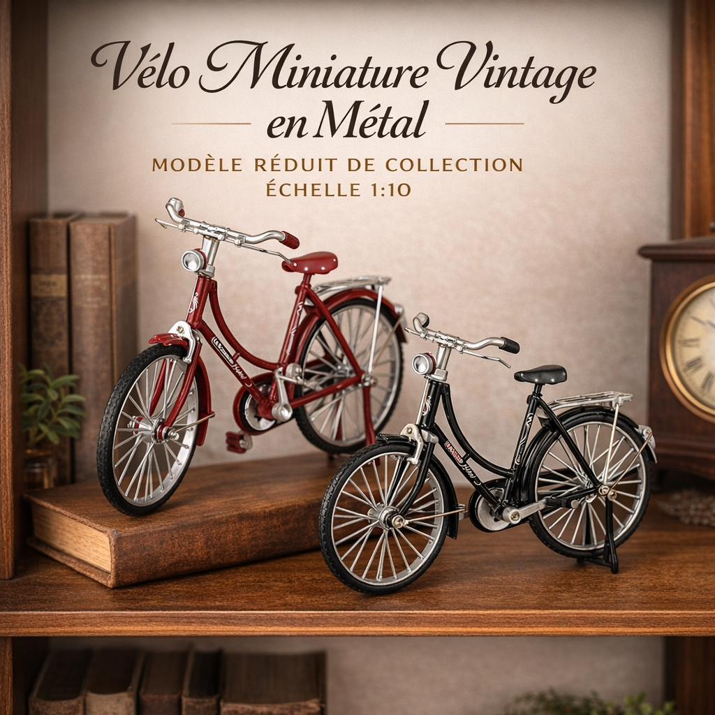 vélo miniature vintage en métal modèle réduit de collection et décoration rétro (Échelle 1:10)