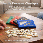 jeu de dominos classique double six 28 pièces avec boîtier de rangement