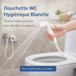 kit douchette wc hygiénique blanche – shattaf haute pression avec flexible 1.2m et support