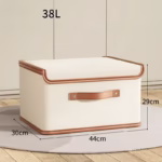 rangement beige avec couvercle et poignée marron