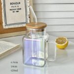 verre a paille avec couvercle en bois