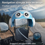 support téléphone moto et vélo avec pare soleil protection pluie et anti reflet fixation guidon universelle