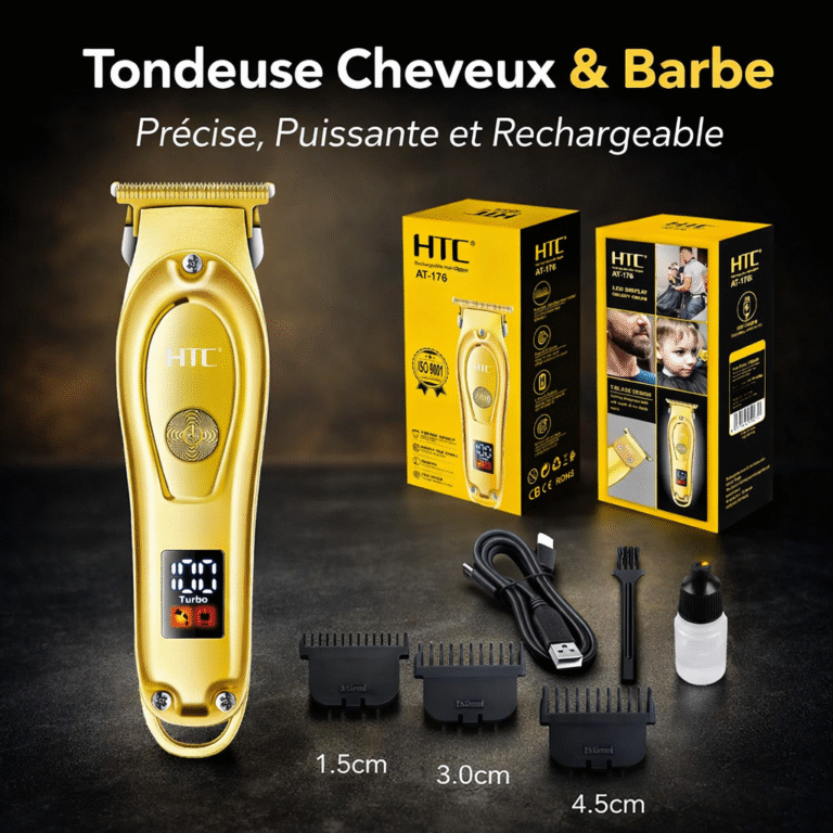 tondeuse cheveux et barbe htc at 176 design gold premium & Écran lcd
